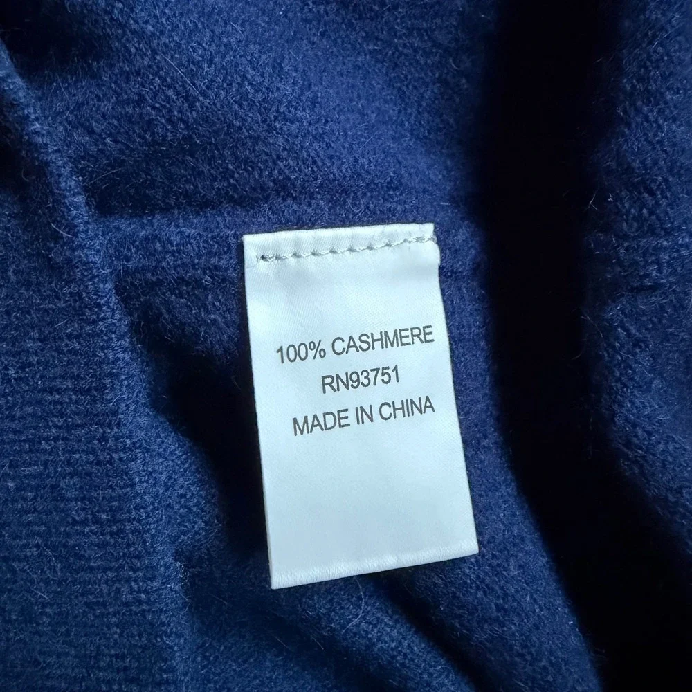 InCashmere Navy Blue Cashmere Cardigan Sweater Toggle Crewneck Quiet Luxury XS